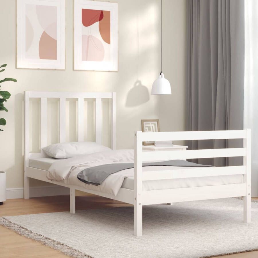 The Living Store Bedframe Massief grenenhout 100 x 200 cm Wit