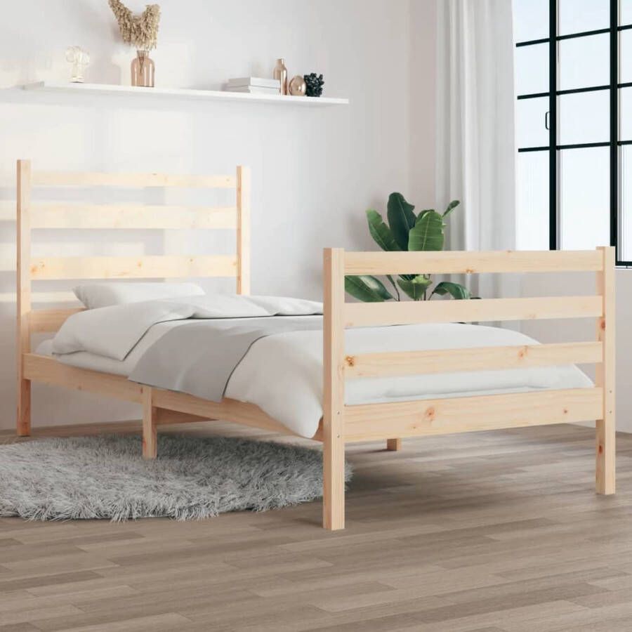 The Living Store Bedframe massief grenenhout 100x200 cm Bedframe Bedframes Eenpersoonsbed Bed Bedombouw Enkel Bed Frame Bed Frame Ledikant Houten Bedframe Slaapmeubel