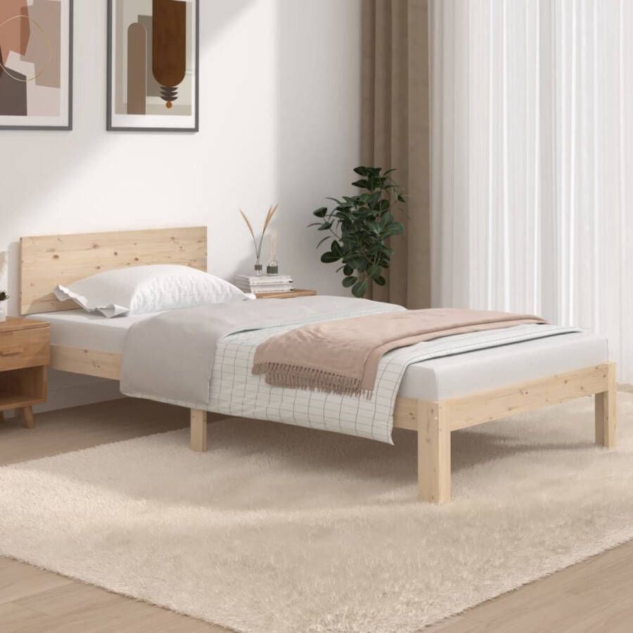 The Living Store Bedframe massief grenenhout 100x200 cm Bedframe Bedframes Bed Eenpersoonsbed Slaapkamermeubel Houten Bedframe Houten Bed Bedbodem Massief Houten Bedframe Ledikant Bedframe Met Hoofdeinde