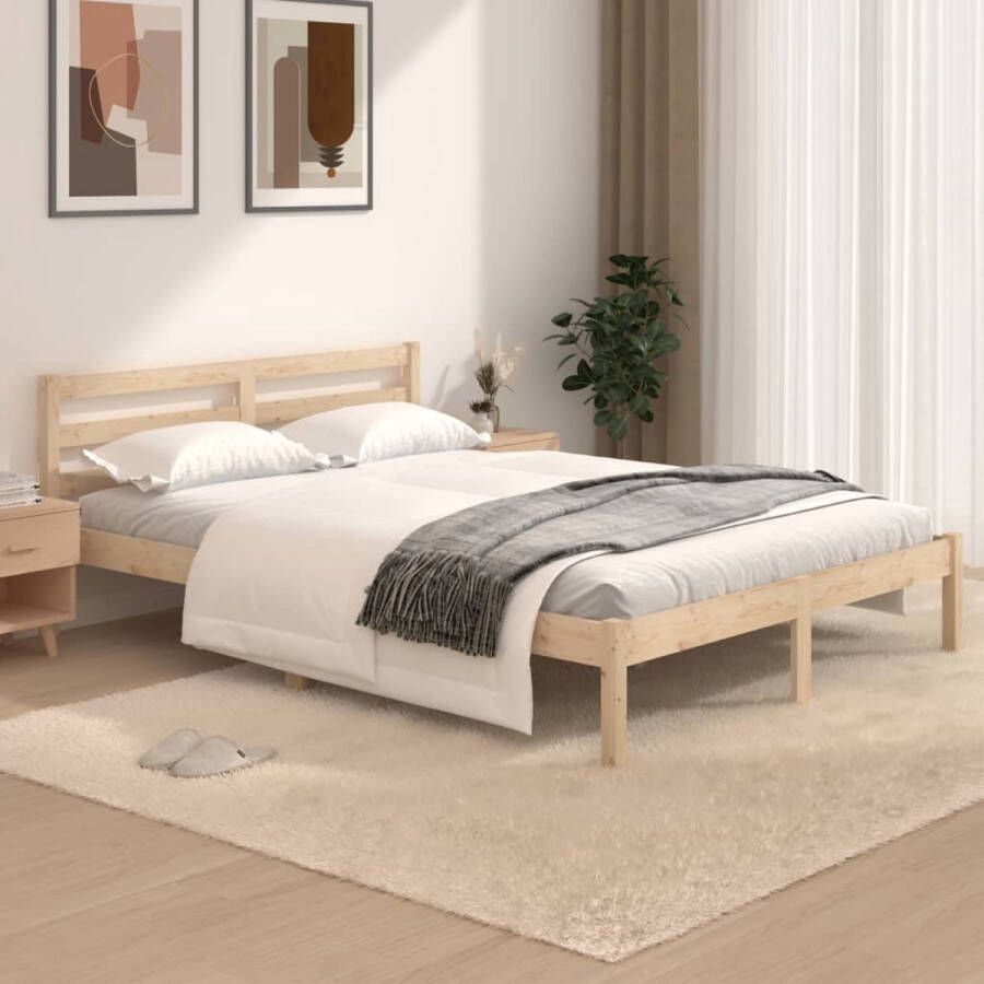 The Living Store Houten Bedframe Grenenhout 195.5 x 125.5 x 69.5 cm Stevige Lattenbodem Comfortabel Hoofdeinde Houten Bed Frame Massief Grenenhout Bed Frame 120x190 Comfortabel Hoofdeinde Stevige Lattenbodem
