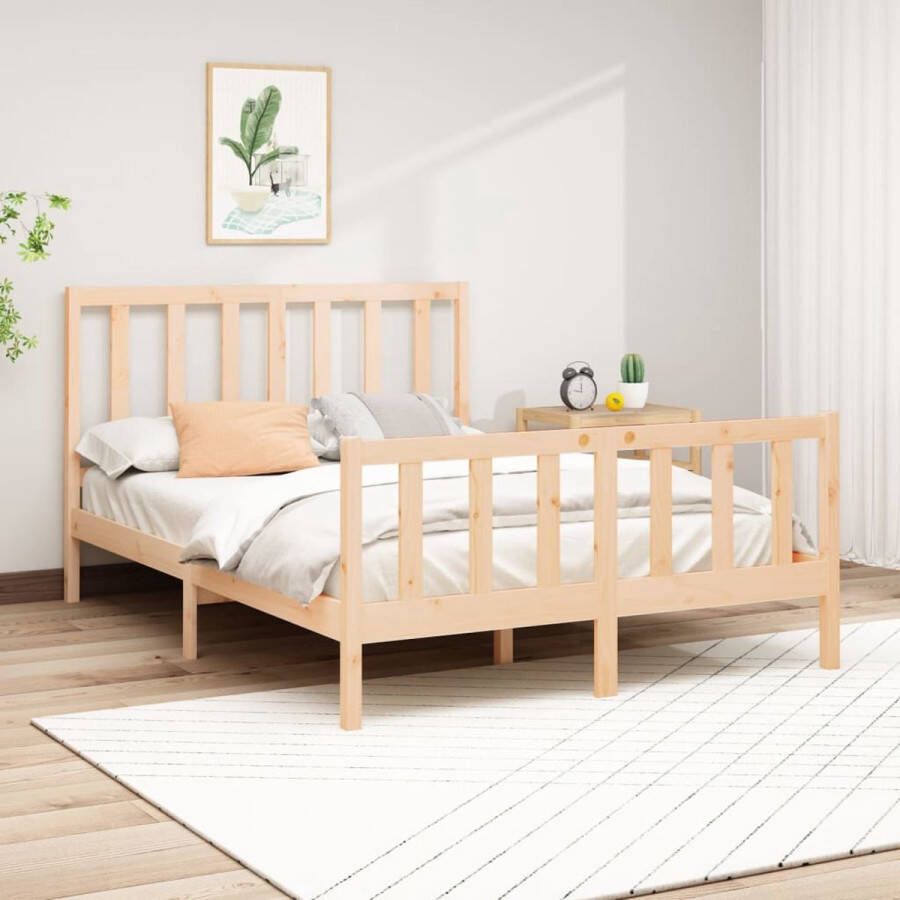 The Living Store Bedframe massief grenenhout 120x200 cm Bedframe Bedframes Bed Bedbodem Ledikant Bed Frame Massief Houten Bedframe Slaapmeubel Tweepersoonsbed Bedden Bedbodems