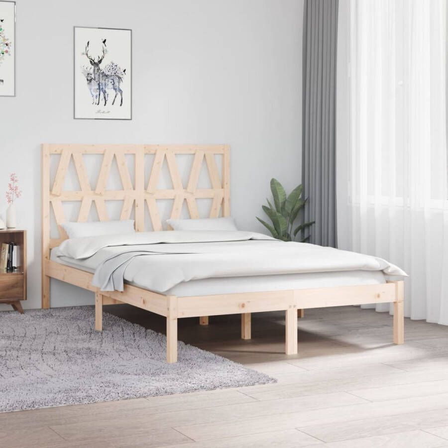 The Living Store Bedframe massief grenenhout 120x200 cm Bedframe Bedframes Tweepersoonsbed Bed Bedombouw Dubbel Bed Frame Bed Frame Ledikant Houten Bedframe Tweepersoonsbedden