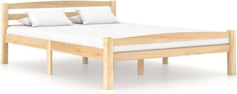 The Living Store Bedframe Massief grenen 206 x 126 x 66 cm Geen matras inbegrepen Massief Hout Bed Frame Grenenhout Bed Tweepersoons Bed Frame Zonder Matras Modern Bed Frame