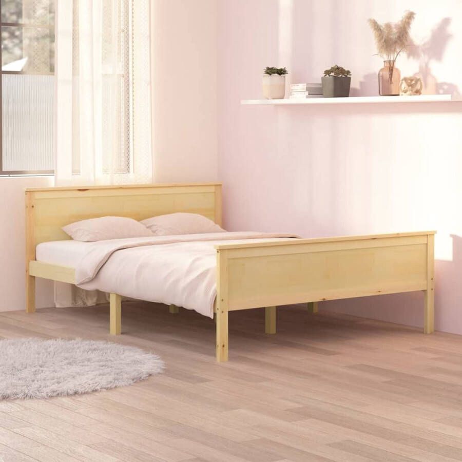 The Living Store Bedframe massief grenenhout 120x200 cm Bedframe Bedframes Bed Houten Bedframe Bedbodem Slaapmeubel Slaapbed Tweepersoonsbed Ledikant Slaapkamermeubel Bed Frame