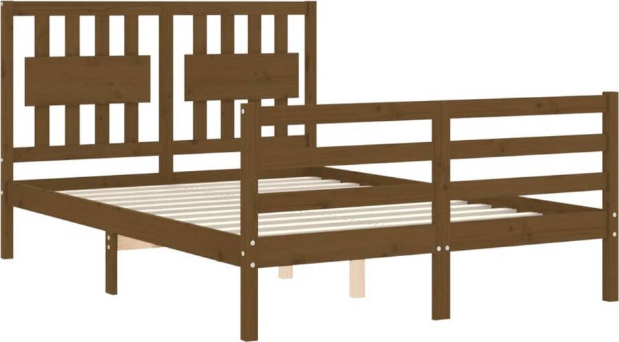 The Living Store Bedframe Massief grenenhout 140 x 200 cm Honingbruin