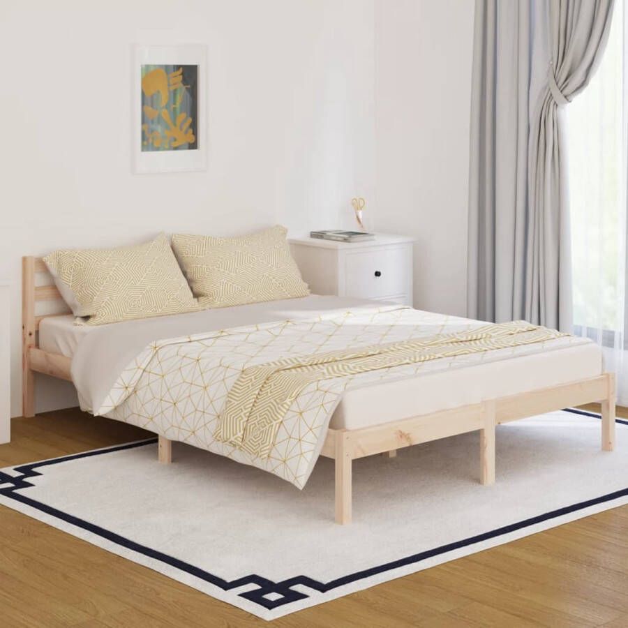 The Living Store Houten Bedframe Massief Grenenhout Bedden Afmetingen- 205.5 x 145.5 x 69.5 cm Ken- Stevig Massief Houten Bed Frame Houten Bed Grenenhout Bed Modern Bed Slaapkamer Meubels