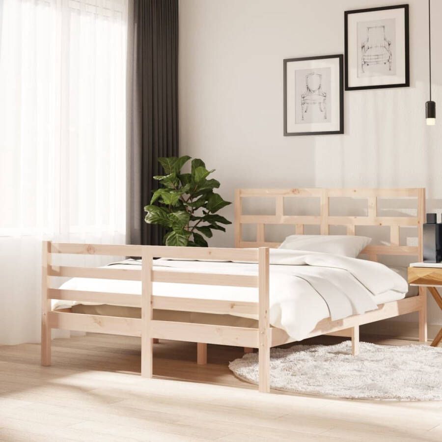 The Living Store Bedframe massief grenenhout 140x200 cm Bedframe Bedframes Bed Bedbodem Ledikant Bed Frame Massief Houten Bedframe Slaapmeubel Tweepersoonsbed Bedden Bedbodems