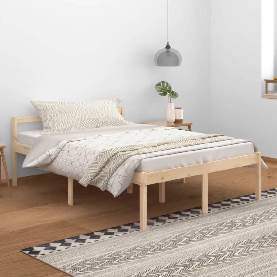 The Living Store Bedframe massief grenenhout 140x200 cm Bedframe Bedframes Bed Bedbodem Ledikant Bed Frame Massief Houten Bedframe Slaapmeubel Tweepersoonsbed Bedden Bedbodems