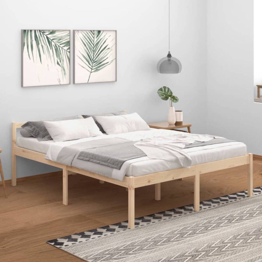 The Living Store Bedframe massief grenenhout 160x200 cm Bedframe Bedframes Bed Bedbodem Ledikant Bed Frame Massief Houten Bedframe Slaapmeubel Tweepersoonsbed Bedden Bedbodems