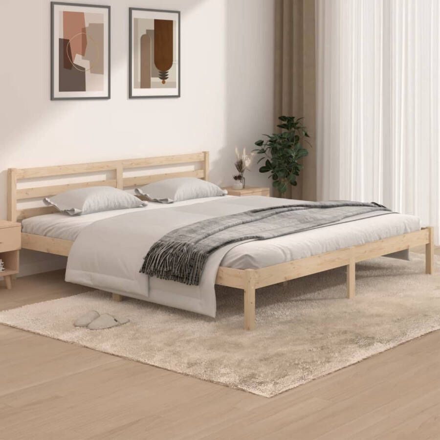 The Living Store Bedframe massief grenenhout 180x200 cm 6FT Super King Bedframe Bedframes Bed Bedbodem Ledikant Bed Frame Massief Houten Bedframe Slaapmeubel Bedden Bedbodems Ledikanten