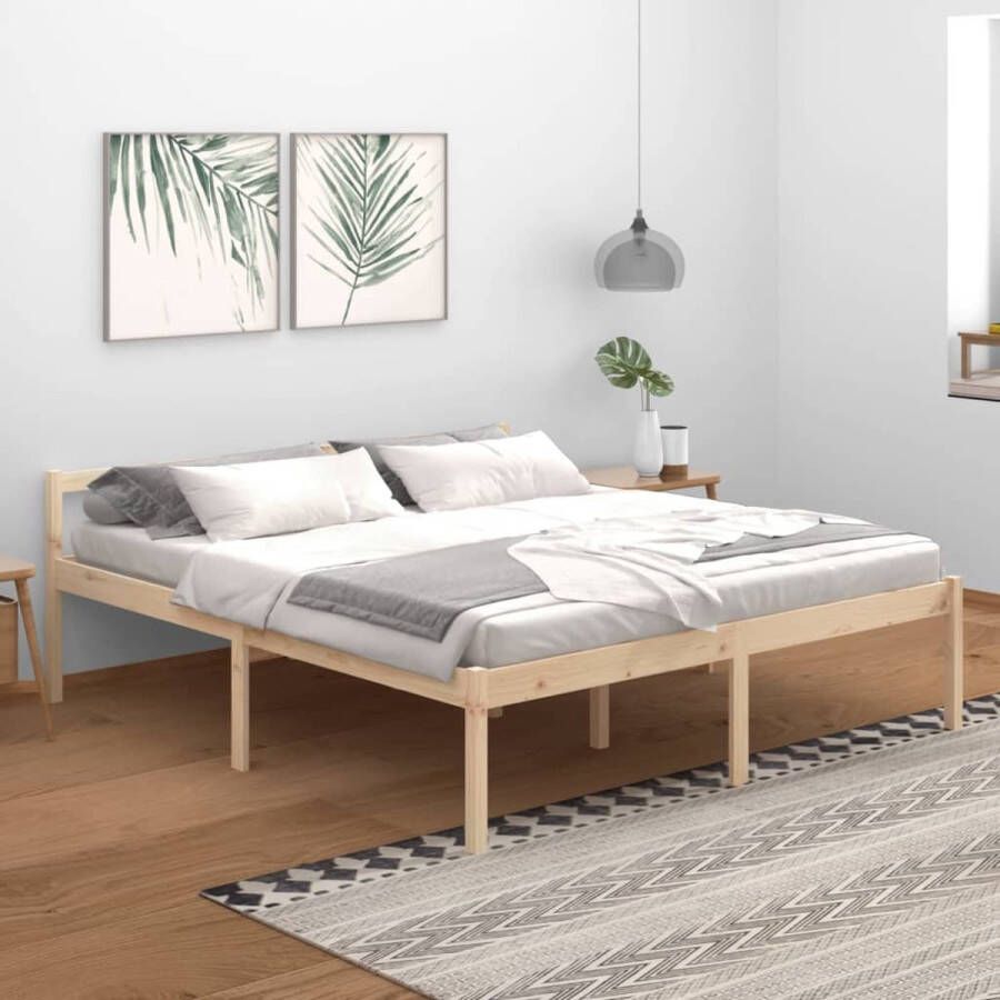 The Living Store Bedframe massief grenenhout 180x200 cm 6FT Super King Bedframe Bedframes Bed Bedbodem Ledikant Bed Frame Massief Houten Bedframe Slaapmeubel Bedden Bedbodems Ledikanten