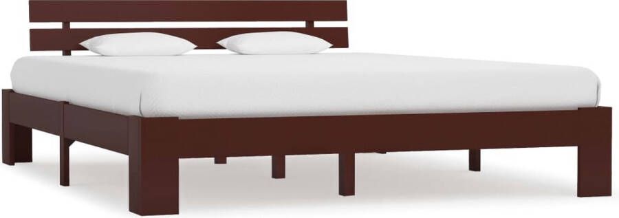 The Living Store Bedframe massief grenenhout donkerbruin 180x200 cm Massief Hout Bed Grenenhout Bed Donkere Bruine Bed Tweepersoon Bed Boxspring Bed