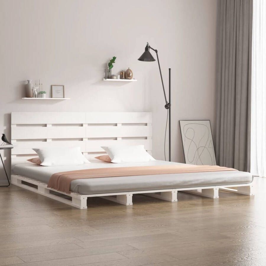 The Living Store Bedframe Massief Grenenhout 190 x 140 x 80 cm Wit