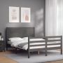 The Living Store Bedframe met hoofdbord massief hout grijs 140x190 cm Bedframe Bedframes Bed Tweepersoonsbed Slaapkamermeubel Houten Bedframe Houten Bed Bedbodem Massief Houten Bedframe Ledikant Bedframe Met Hoofdeinde - Thumbnail 4