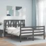 The Living Store Bedframe met hoofdbord massief hout grijs 140x190 cm Bedframe Bedframes Bed Tweepersoonsbed Slaapkamermeubel Houten Bedframe Houten Bed Bedbodem Massief Houten Bedframe Ledikant Bedframe Met Hoofdeinde - Thumbnail 2