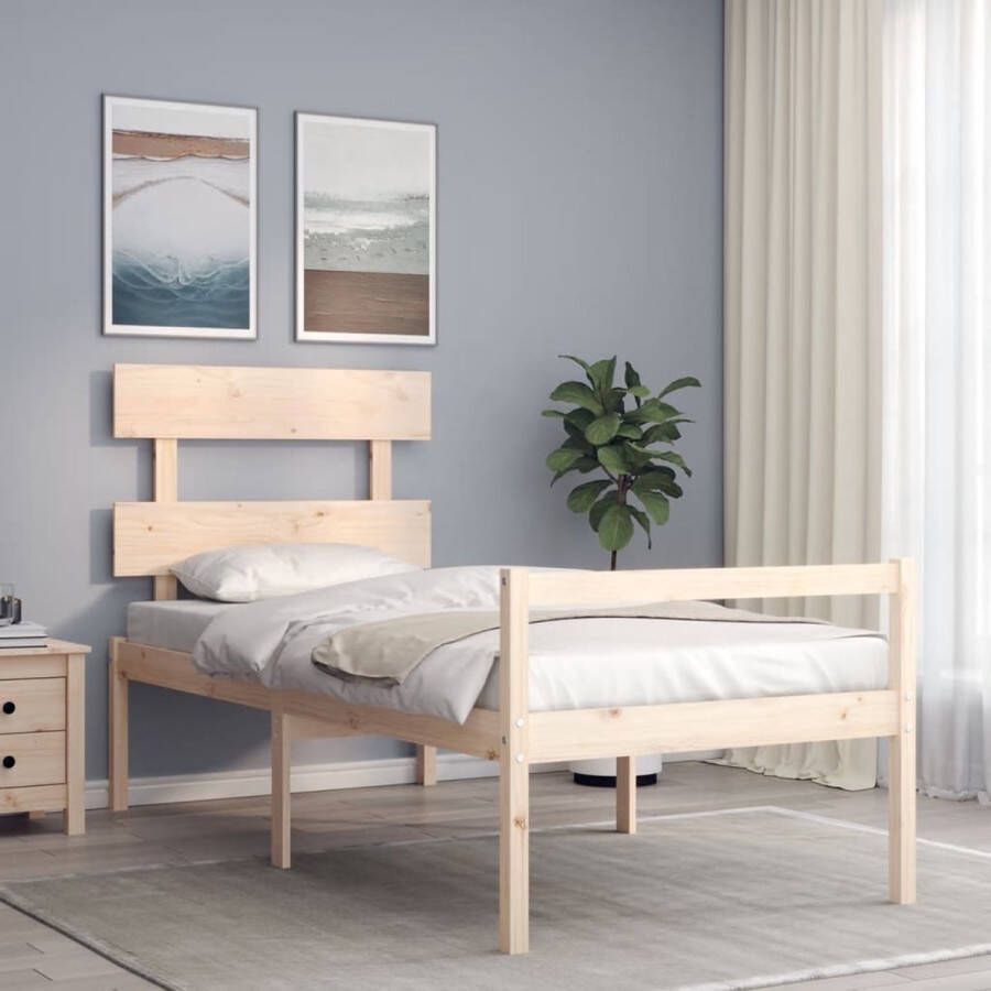 The Living Store Bedframe Massief Grenenhout 195.5 x 95.5 cm Functioneel hoofd- en voeteneinde