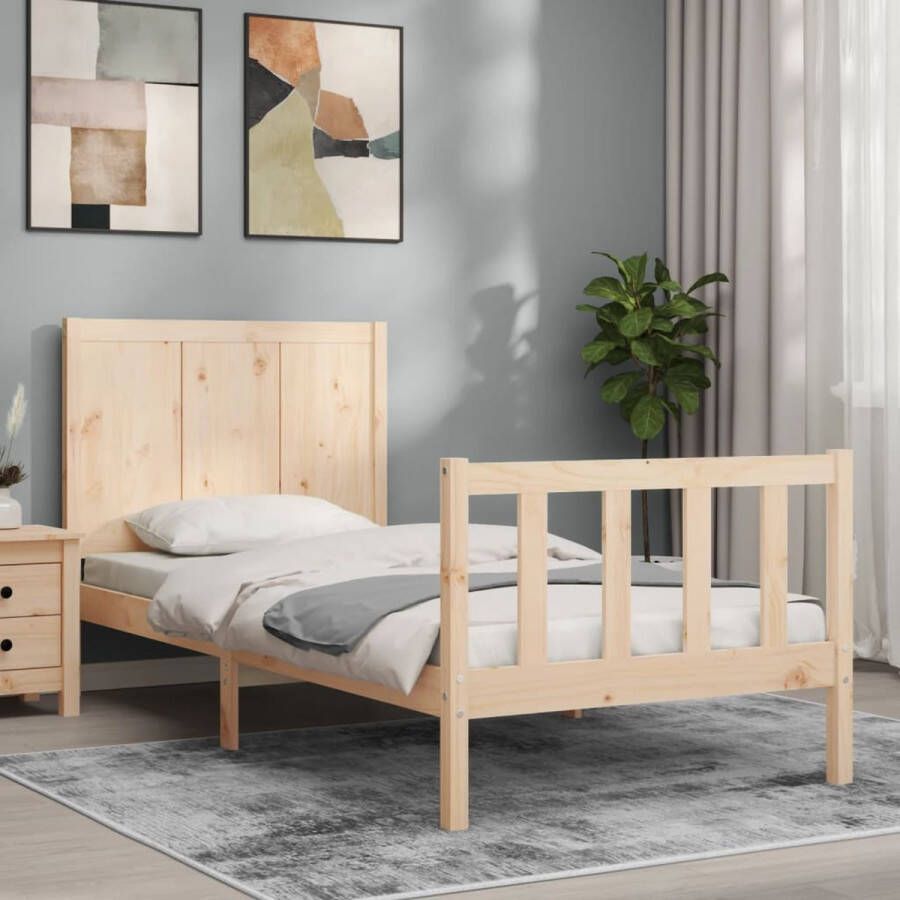 The Living Store Bedframe met hoofdbord massief hout 3FT Single Bedframe Bedframes Bed Eenpersoonsbed Slaapkamermeubel Houten Bedframe Houten Bed Bedbodem Massief Houten Bedframe Ledikant Bedframe Met Hoofdeinde - Foto 8