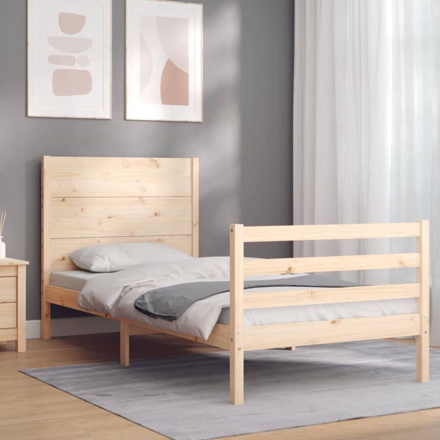 The Living Store Bedframe Massief grenenhout 195.5 x 95.5 x 100 cm Multiplex lattenbodem - Foto 2