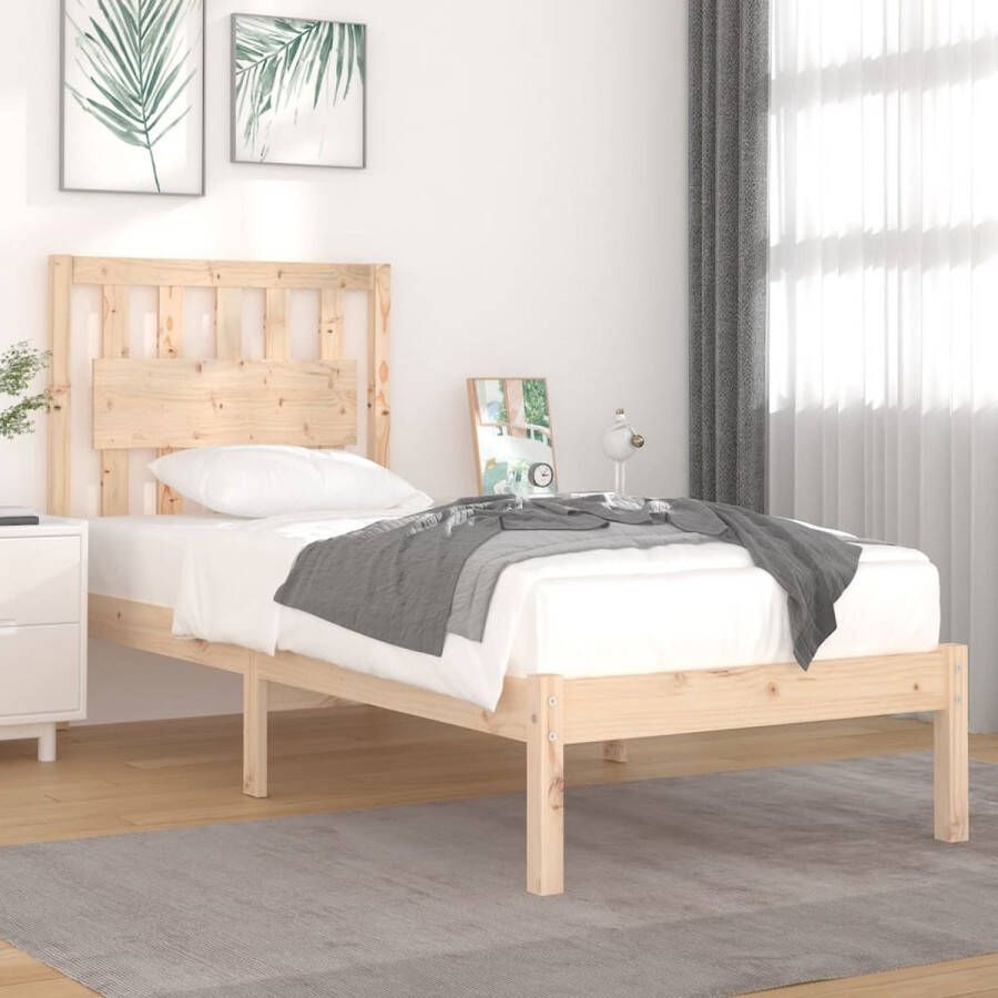 The Living Store Bedframe Massief Grenenhout 195.5 x 95.5 x 31 cm Hoofdeinde Montage vereist Massief Houten Bedframe Grenenhouten Bed Enkel Bed Hoofdbord Bedsteun