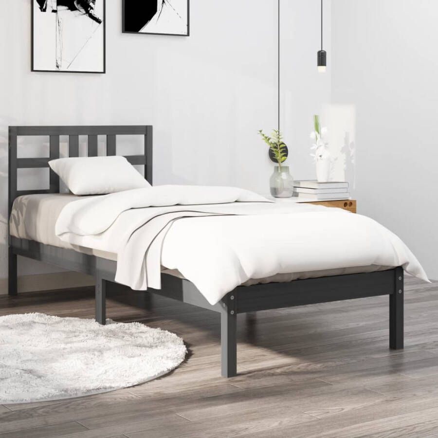 The Living Store Bedframe massief hout zwart 90x190 cm 3FT Single Bedframe Bedframes Eenpersoonsbed Bed Bedombouw Ledikant Houten Bedframe Eenpersoonsbedden Bedden Bedombouwen Ledikanten