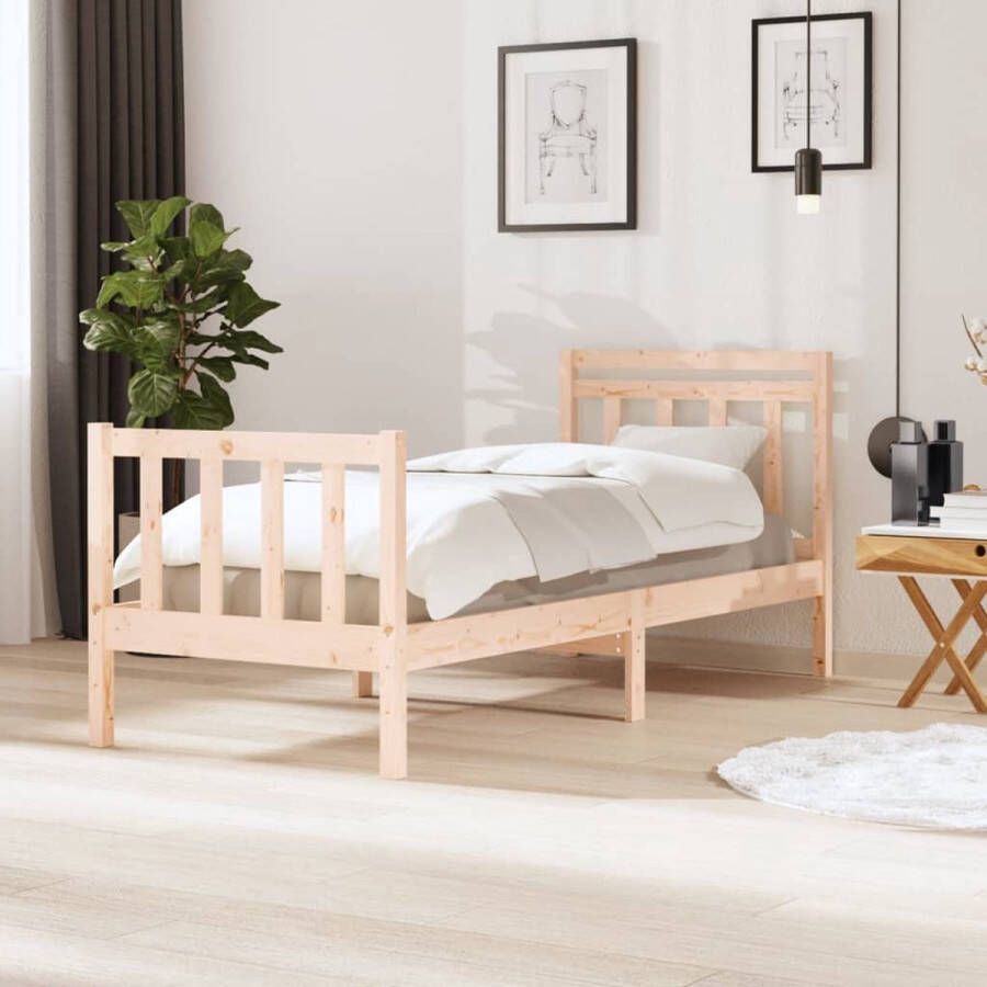 The Living Store Bedframe Massief Grenenhout 195.5x81x100 cm Onbehandeld Geschikt voor 75x190 cm Matras