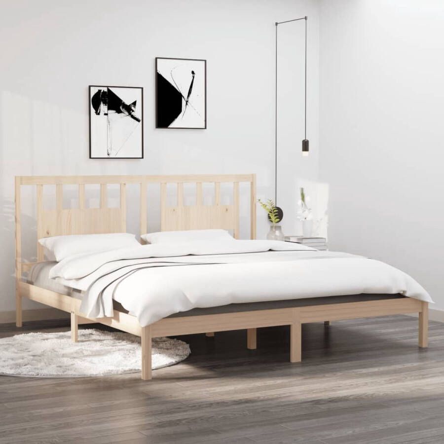 The Living Store Bedframe massief grenenhout 200x200 cm Bedframe Bedframes Tweepersoonsbed Bed Bedombouw Dubbel Bed Frame Bed Frame Ledikant Houten Bedframe Tweepersoonsbedden