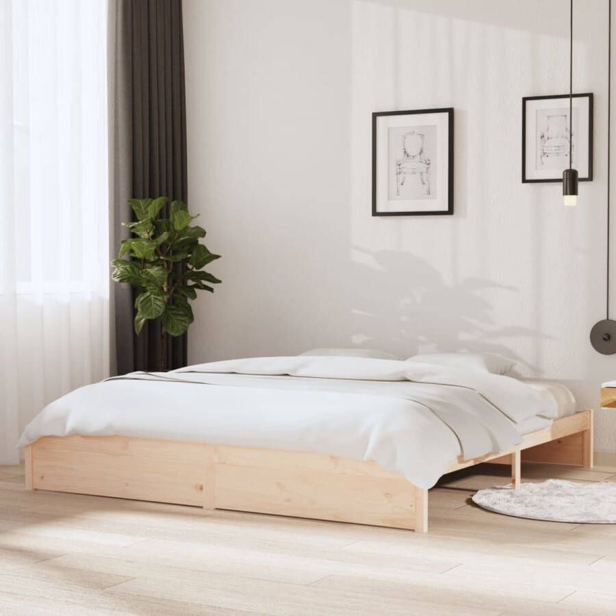 The Living Store Bedframe massief grenenhout 200x200 cm Bed