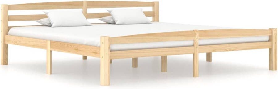 The Living Store Bedframe Massief grenenhout 206 x 206 x 66 cm Geschikt voor 200 x 200 cm matras Montage vereist Houten Bed Frame Tweepersoons Bed Massief Grenenhout Bed Bruine Bed Frame Modern Bed Frame - Foto 2