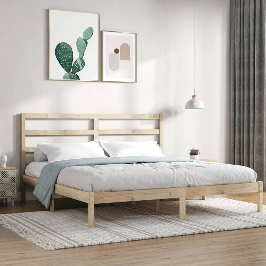 The Living Store Bedframe massief grenenhout 200x200 cm Bedframe Bedframes Bed Bedbodem Ledikant Bed Frame Massief Houten Bedframe Slaapmeubel Tweepersoonsbed Bedden Bedbodems