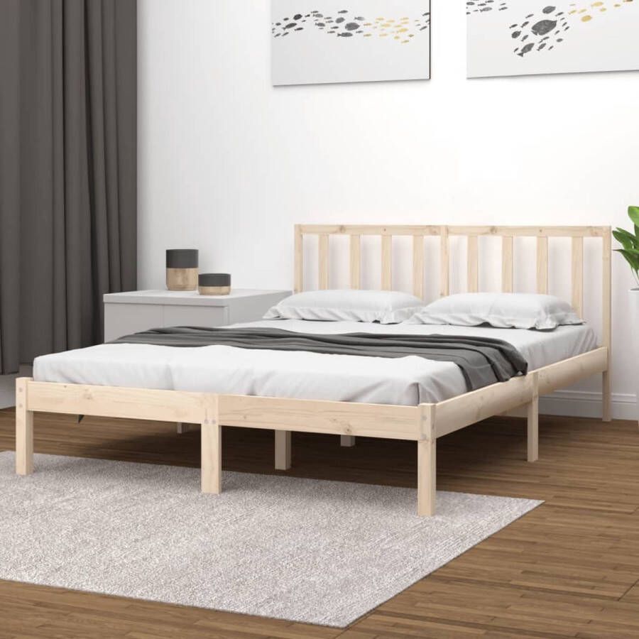 The Living Store Bedframe massief hout 200x200 cm Bedframe Bedframes Tweepersoonsbed Bed Bedombouw Dubbel Bed Frame Bed Frame Ledikant Bedframe Met Hoofdeinde Tweepersoonsbedden - Foto 3