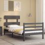 The Living Store Bedframe met hoofdbord massief hout grijs 100x200 cm Bedframe Bedframes Bed Eenpersoonsbed Slaapkamermeubel Houten Bedframe Houten Bed Bedbodem Massief Houten Bedframe Ledikant Bedframe Met Hoofdeinde - Thumbnail 4