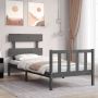 The Living Store Bedframe met hoofdbord massief hout grijs 100x200 cm Bedframe Bedframes Bed Eenpersoonsbed Slaapkamermeubel Houten Bedframe Houten Bed Bedbodem Massief Houten Bedframe Ledikant Bedframe Met Hoofdeinde - Thumbnail 2