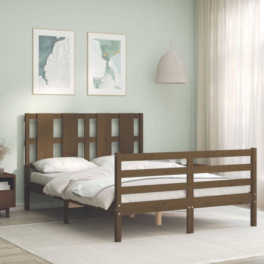 The Living Store Bedframe Massief Grenenhout 205.5 x 145.5 x 100 cm Honingbruin