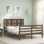 The Living Store Bedframe met hoofdbord massief hout honingbruin 140x200 cm Bedframe Bedframes Bed Tweepersoonsbed Slaapkamermeubel Houten Bedframe Houten Bed Bedbodem Massief Houten Bedframe Ledikant Bedframe Met Hoofdeinde - Thumbnail 3