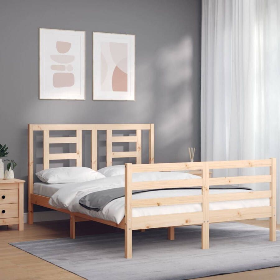 The Living Store Bedframe Massief grenenhout 205.5 x 145.5 x 100 cm Multiplex lattenbodem