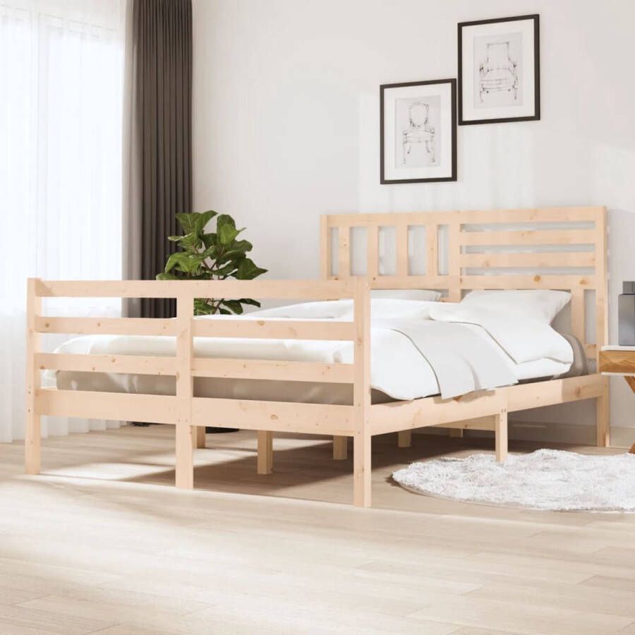 The Living Store Bedframe massief hout 140x200 cm Bedframe Bedframes Tweepersoonsbed Bed Bedombouw Dubbel Bed Frame Bed Frame Ledikant Bedframe Met Hoofdeinde Tweepersoonsbedden