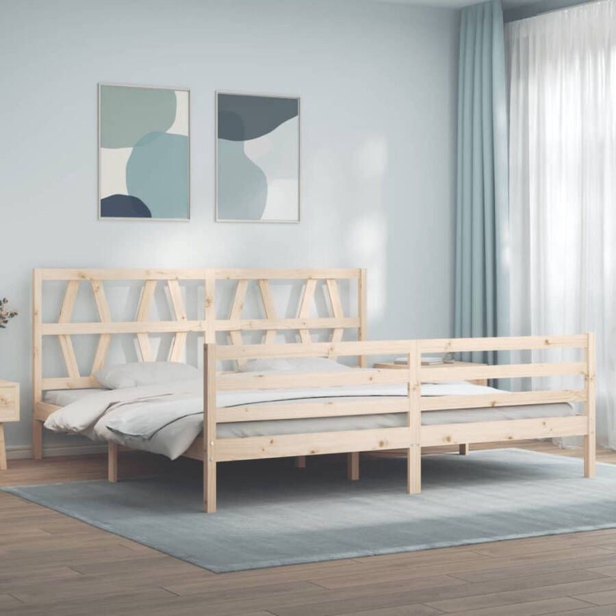 The Living Store Bedframe met hoofdbord massief hout 6 FT Super King Size Bedframe Bedframes Bed Tweepersoonsbed Slaapkamermeubel Houten Bedframe Houten Bed Bedbodem Massief Houten Bedframe Ledikant Bedframe Met Hoofdeinde - Foto 5