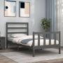 The Living Store Bedframe met hoofdbord massief hout grijs 90x200 cm Bedframe Bedframes Bed Eenpersoonsbed Slaapkamermeubel Houten Bedframe Houten Bed Bedbodem Massief Houten Bedframe Ledikant Bedframe Met Hoofdeinde - Thumbnail 6