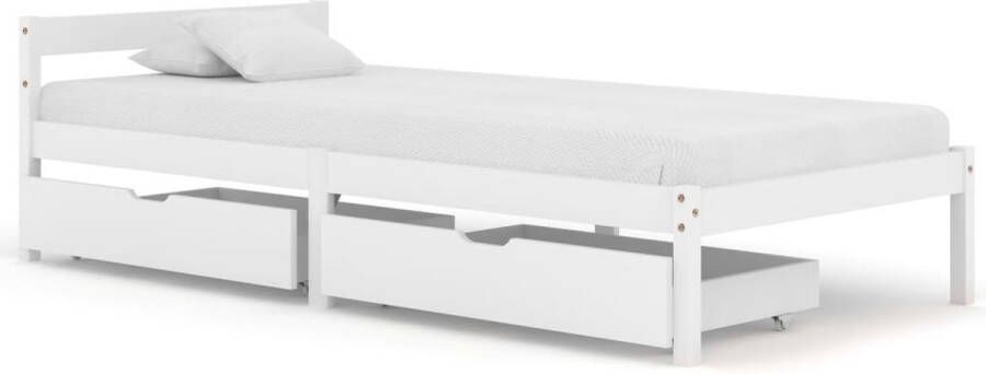 The Living Store Bedframe Massief Grenenhout 206 x 106 x 50 cm Wit