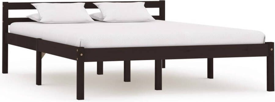 The Living Store Bedframe Massief Grenenhout 206 x 126 x 60 cm Donkerbruin Massief Hout Bed Grenenhout Bed Donkere Bruine Bed Tweepersoons Bed Boxspring Bed