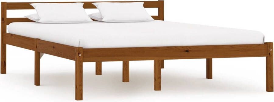 The Living Store Bedframe Massief Grenenhout 206 x 126 x 60 cm Kleur- Honingbruin Massief Houten Bedframe Honingbruin Bedframe Grenenhout Bedframe Tweepersoons Bed Frame