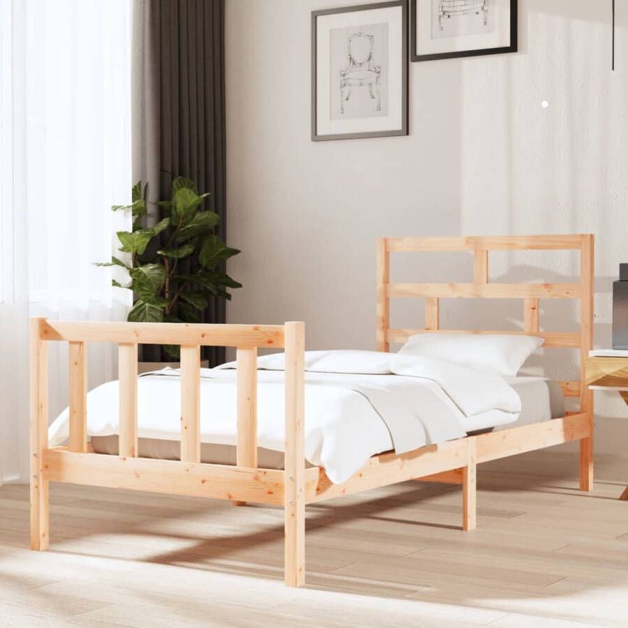 The Living Store Bedframe massief grenenhout 90x190 cm 3FT Single Bedframe Bedframes Bed Bedbodem Ledikant Bed Frame Massief Houten Bedframe Slaapmeubel Eenpersoonsbed Bedden Bedbodems