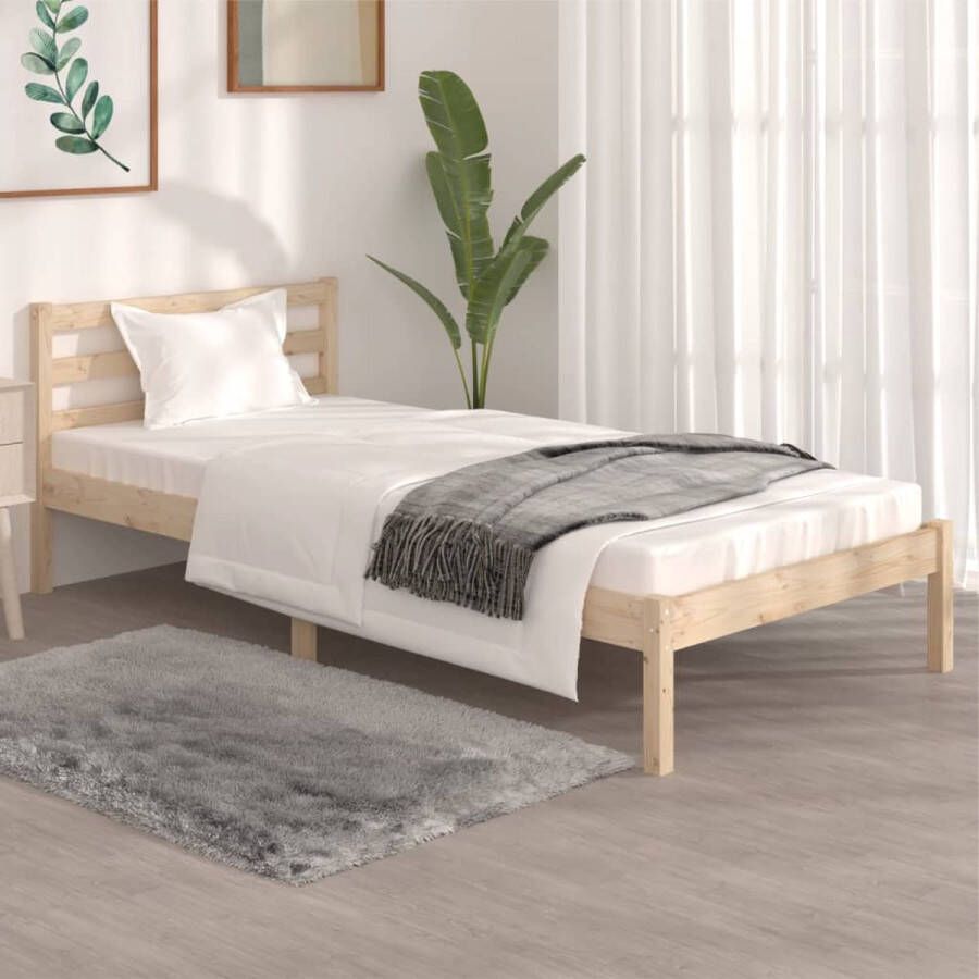 The Living Store Bedframe massief grenenhout 90x190 cm 3FT Single Bedframe Bedframes Bed Bedbodem Ledikant Bed Frame Massief Houten Bedframe Slaapmeubel Eenpersoonsbed Bedden Bedbodems