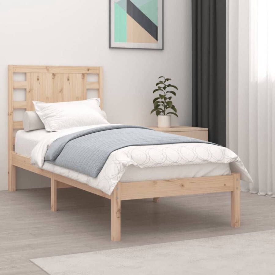 The Living Store Bedframe massief grenenhout 90x200 cm Bedframe Bedframes Eenpersoonsbed Bed Bedombouw Ledikant Houten Bedframe Eenpersoonsbedden Bedden Bedombouwen Ledikanten