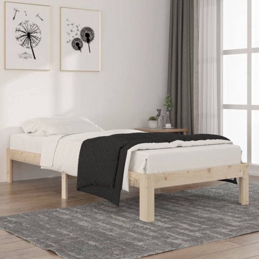The Living Store Bedframe massief grenenhout 90x200 cm Bedframe Bedframes Bed Bedbodem Ledikant Bed Frame Massief Houten Bedframe Slaapmeubel Eenpersoonsbed Bedden Bedbodems