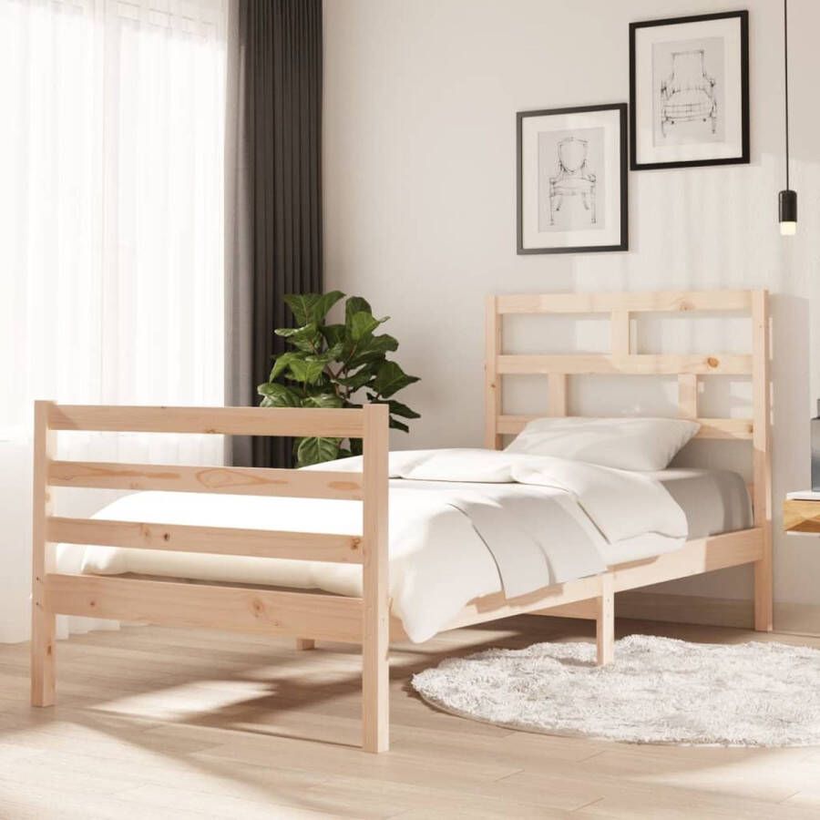 The Living Store Bedframe massief grenenhout 90x200 cm Bedframe Bedframes Bed Bedbodem Ledikant Bed Frame Massief Houten Bedframe Slaapmeubel Eenpersoonsbed Bedden Bedbodems