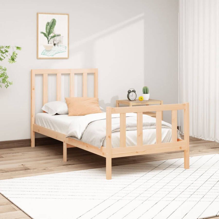 The Living Store Houten Bedframe Massief Grenenhout 205.5 x 96 x 69.5 cm Comfortabel Hoofdeinde Houten Bedframe Grenenhout Bed Massief Hout Bed Modern Bed Comfortabele Headboard