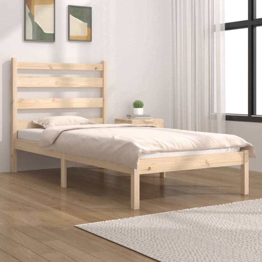 The Living Store Bedframe massief grenenhout 90x200 cm Bedframe Bedframes Eenpersoonsbed Bed Bedombouw Enkel Bed Frame Bed Frame Ledikant Houten Bedframe Slaapmeubel