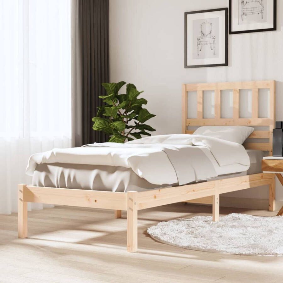 The Living Store Bedframe massief grenenhout 90x200 cm Bedframe Bedframes Eenpersoonsbed Bed Bedombouw Frame Bed Frame Ledikant Bedframe Met Hoofdeinde Eenpersoonsbedden Bedden