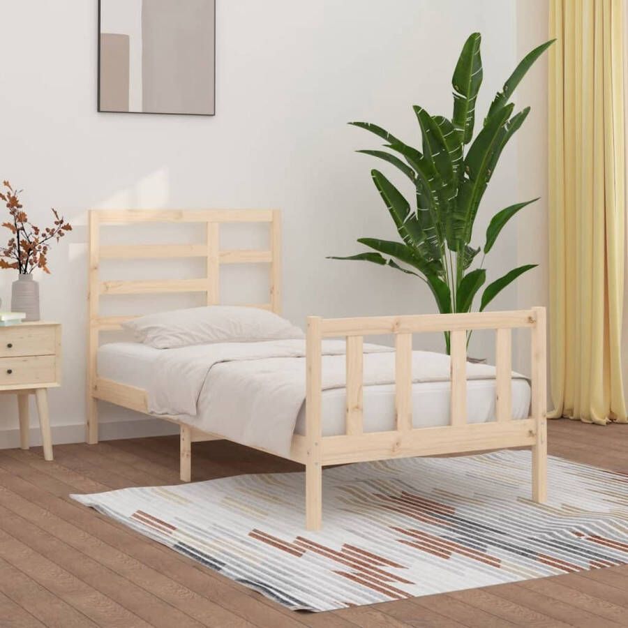 The Living Store Bedframe massief grenenhout 90x200 cm Bedframe Bedframes Bed Bedbodem Ledikant Bed Frame Massief Houten Bedframe Slaapmeubel Eenpersoonsbed Bedden Bedbodems